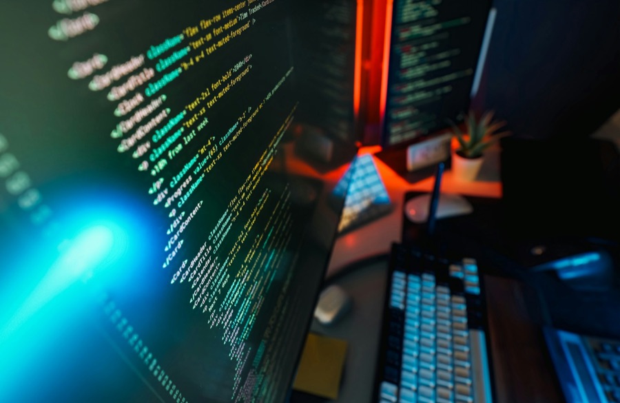 Source code on developer monitors